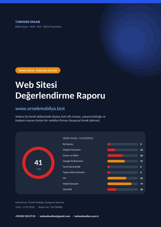 Web Sitesi Değerlendirme Raporu örnek kapak