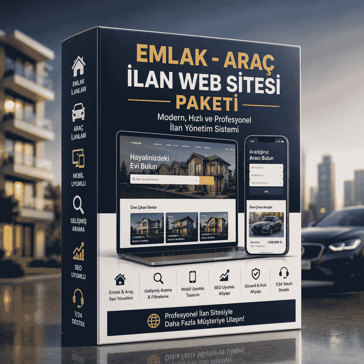 Emlak - Araç İlan Web Sitesi Paketi 1 Emlak - Araç İlan Web Sitesi Paketi